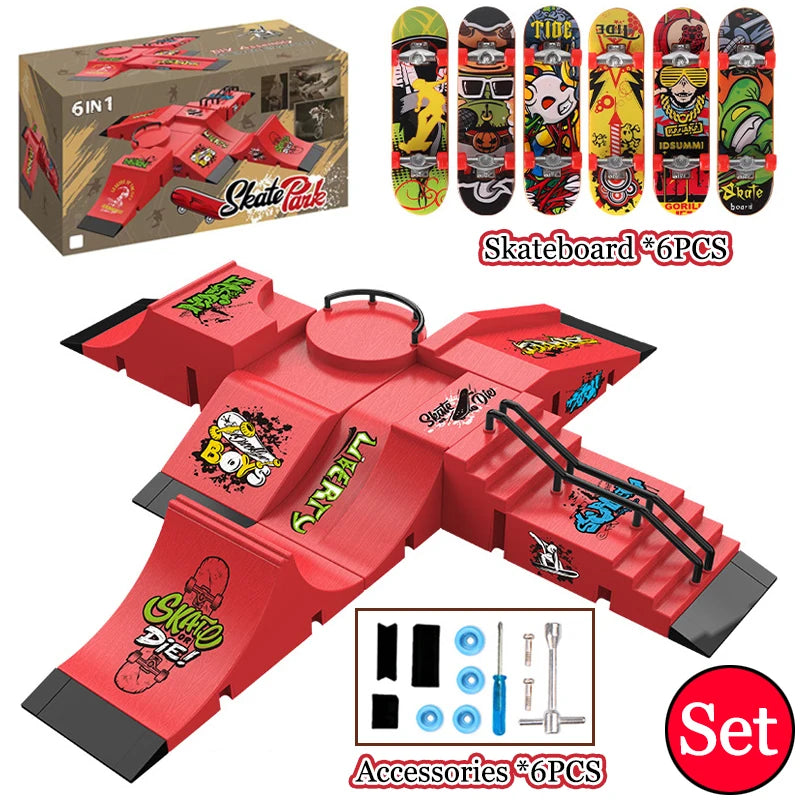 Fingertip Skateboard Children Toys Finger Sports Field Training Props Park Ramp Railings Slope Model Fingertip Skateboard Games