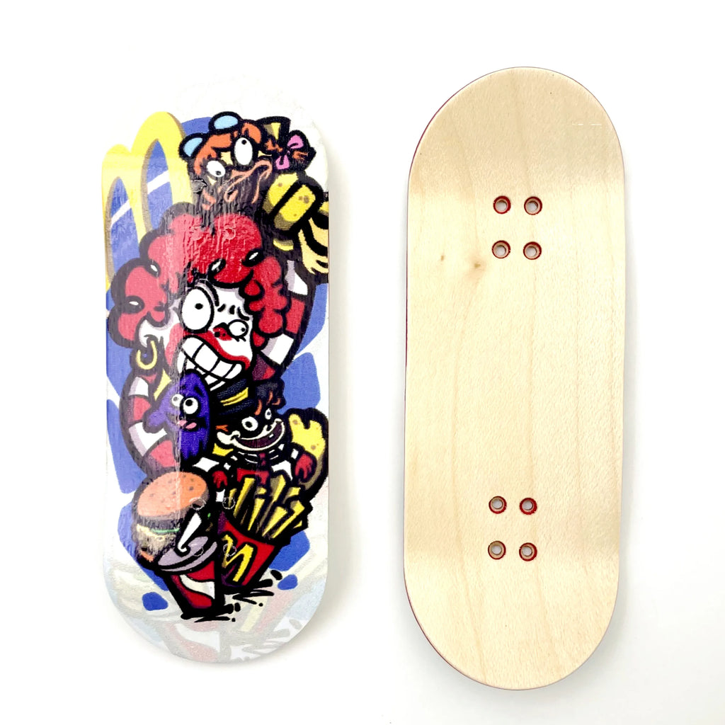 36mm Fingerboard Deck with Real Wear Graphic Finger Skateboard Wooden Board