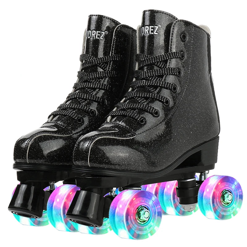 Pink Purple Blue Women Double Row Roller Skates Leather Breathable 4 wheel Sliding Skating Rollers sneakers size 31 32 33 34 35