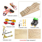 Plastic Fingerboard Toys with Scooter Roller Skating Shoes Tools Wooden Skateboard Platform Finger Skteboard Kits for Kids
