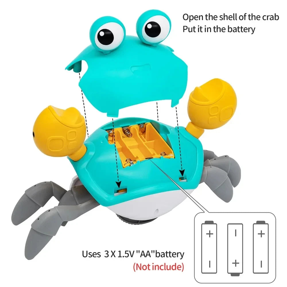 Induction Escape Crab Electric Pets Musical Toys Toddler Crawling Baby Walker Crab Interactive Toys for Children Gifts