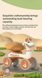 Four Wheels Children Balance Bike with Music Lights Infant Baby Walker Toddler First Bicycle Ride on Toy Gifts for Kids Aged 1-3