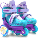 Kids Roller Skates Beginners Three-Point Roller Skates with Light up Wheels Adjustable Safety Assist Roller Skating Shoes