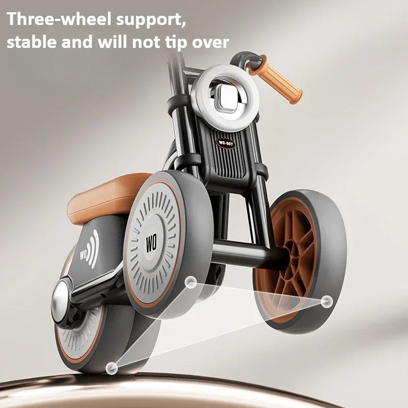 Kids Balance Bike Ride-on Motorcycle Toddler Balance Bike with Music & Lights Sturdy Non-Tip Design Quiet Wheels for Boys Girls