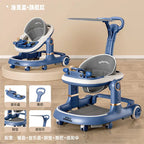 New 4-in-1 Multifunctional Baby Walker Anti-Bow Legs Anti-Tip Design 360° Swivel Silent Wheels Suitable 6-18 Months Solid Color