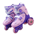 Kids Roller Skates Beginners Three-Point Roller Skates with Light up Wheels Adjustable Safety Assist Roller Skating Shoes