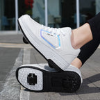 New Children'S Parkour Roller Skate Usb Charging Deformation Shoes Kids Adults Unisex Walking Running Casual Sneakers Gift