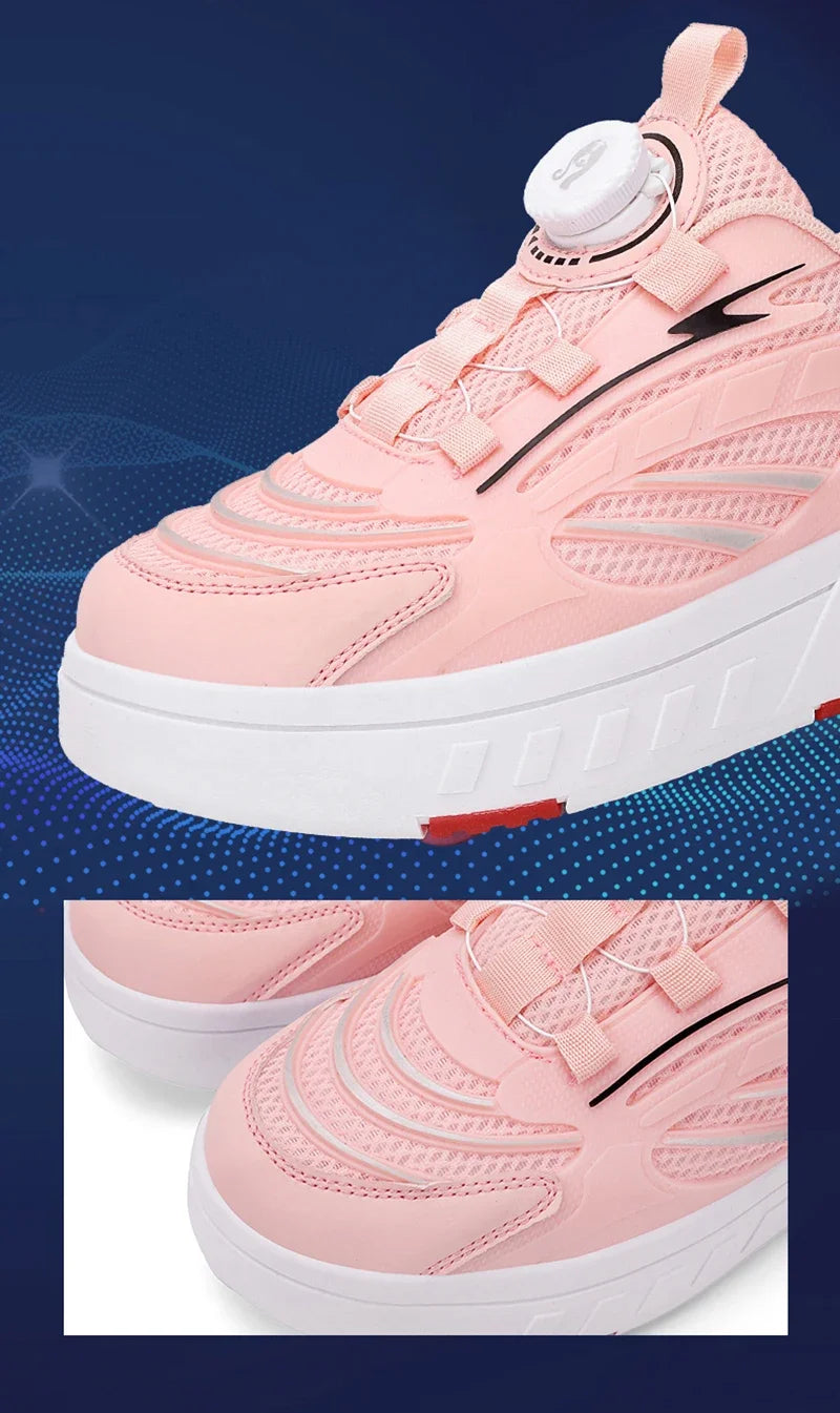 Double Row 4-Wheel Skates Roller Shoes with Wheels Dual-Purpose Roller Sneakers