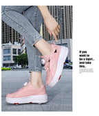 Double Row 4-Wheel Skates Roller Shoes with Wheels Dual-Purpose Roller Sneakers