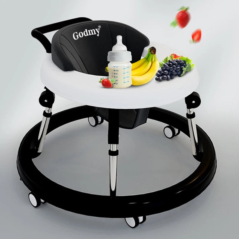 5-18M Baby Walker With Wheels Baby Toddler Foldable Multifunctional Anti-Rolling Anti-O-Leg Walker Height Adjustable Seat