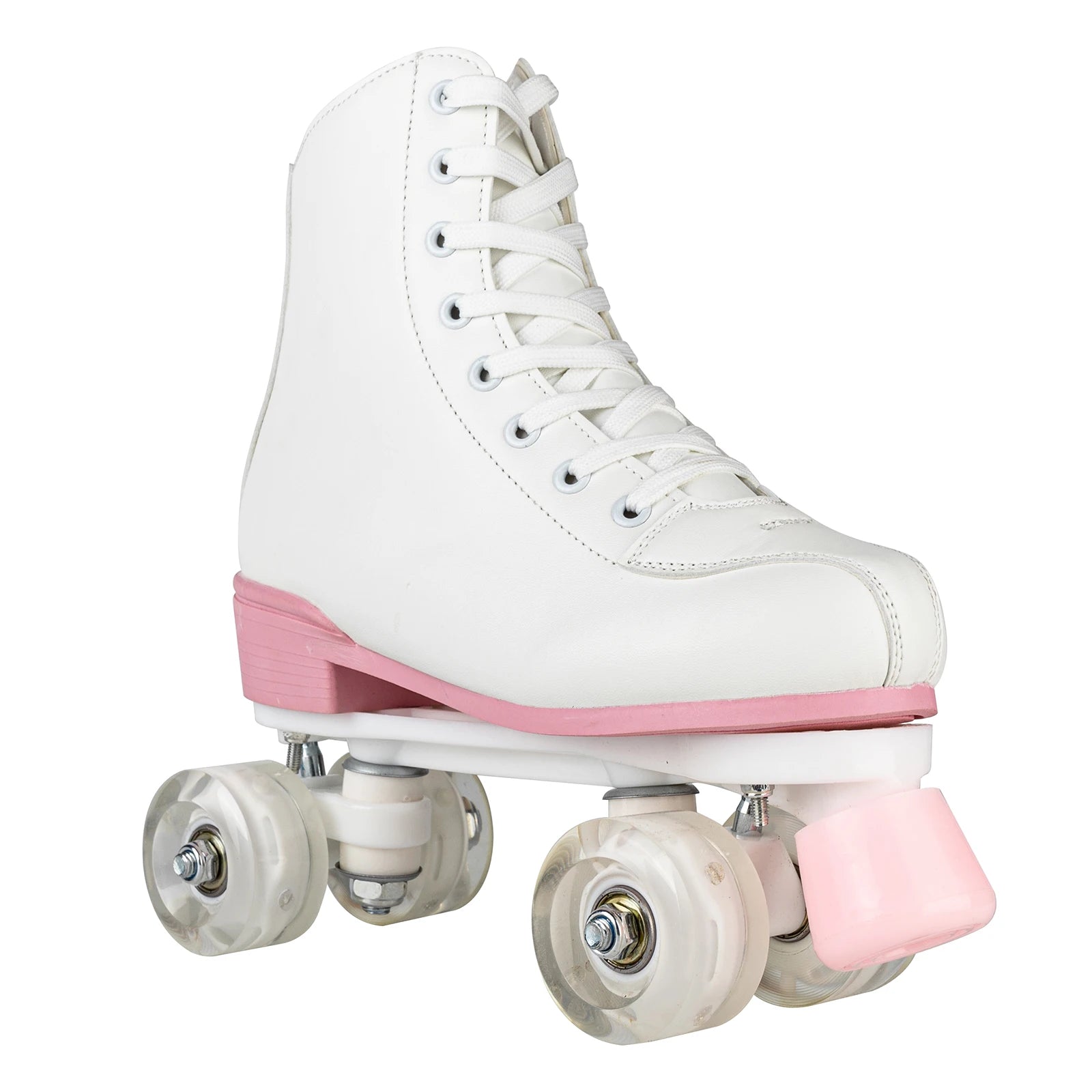size 32-40 White Roller Skates for Women PU Leather Sneakers Flash Wheels Shoes for Beginners Teens for Woman Girls Boys Adult