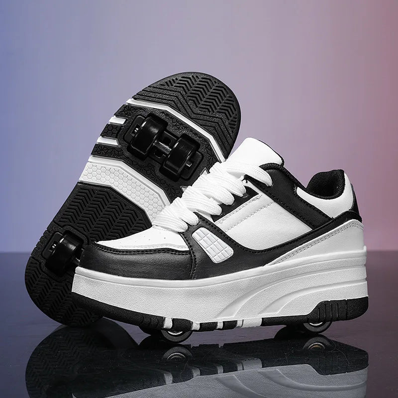 4 Wheel Dual-Use Roller Skates With Detachable Wheels,Sneakers, Boys And Girls Shoes With Wheels,Speed Skate