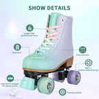 2024 PU Leather Flashing 4 Wheels Roller Skates For Women Double Row Skate Shoes Beginner Quad Sneaker Skating Ice Rink Training