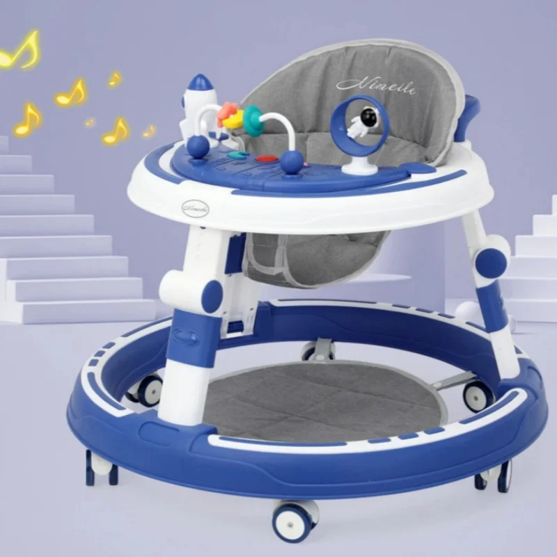 Foldable and adjustable baby multi-function walker Newborn learning cart with music with wheels and seats