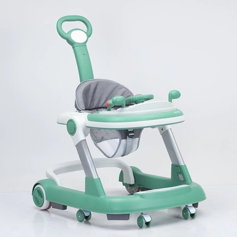 3 in 1 Foldable Baby Walker Anti Tip Toddler Push Walker with Removable Feeding Tray No Battery Anti O Leg