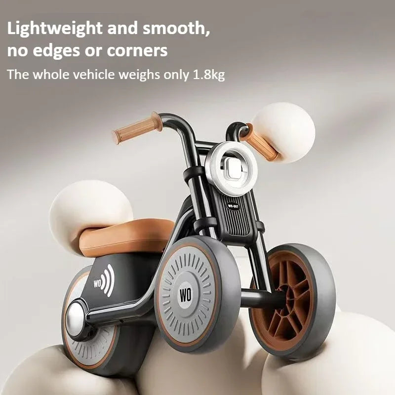 Kids Balance Bike Ride-on Motorcycle Toddler Balance Bike with Music & Lights Sturdy Non-Tip Design Quiet Wheels for Boys Girls