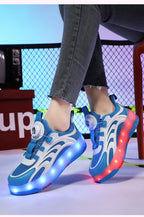 Detachable Wheel Roller Skate Shoes Children's Speed Roller Skates Boys' Sports Racing Sneaker with 2 Wheels Ice Skating Shoes