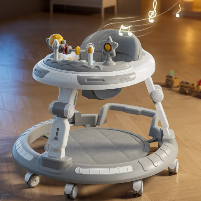 6-30 months old baby foldable baby walker multi-functional baby walking aid cart with music disc baby walker anti-slip cart