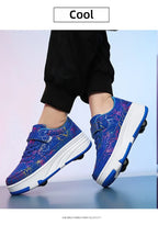 4 Wheel Dual-Use Roller Skates With Detachable Wheels,Sneakers, Boys And Girls Shoes With Wheels,Speed Skate