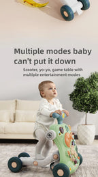 Multifunctional Baby Stroller & Walker - Foldable Portable Hand-Slide Learning Toy with Anti-Tip Design with Music & LED Lights