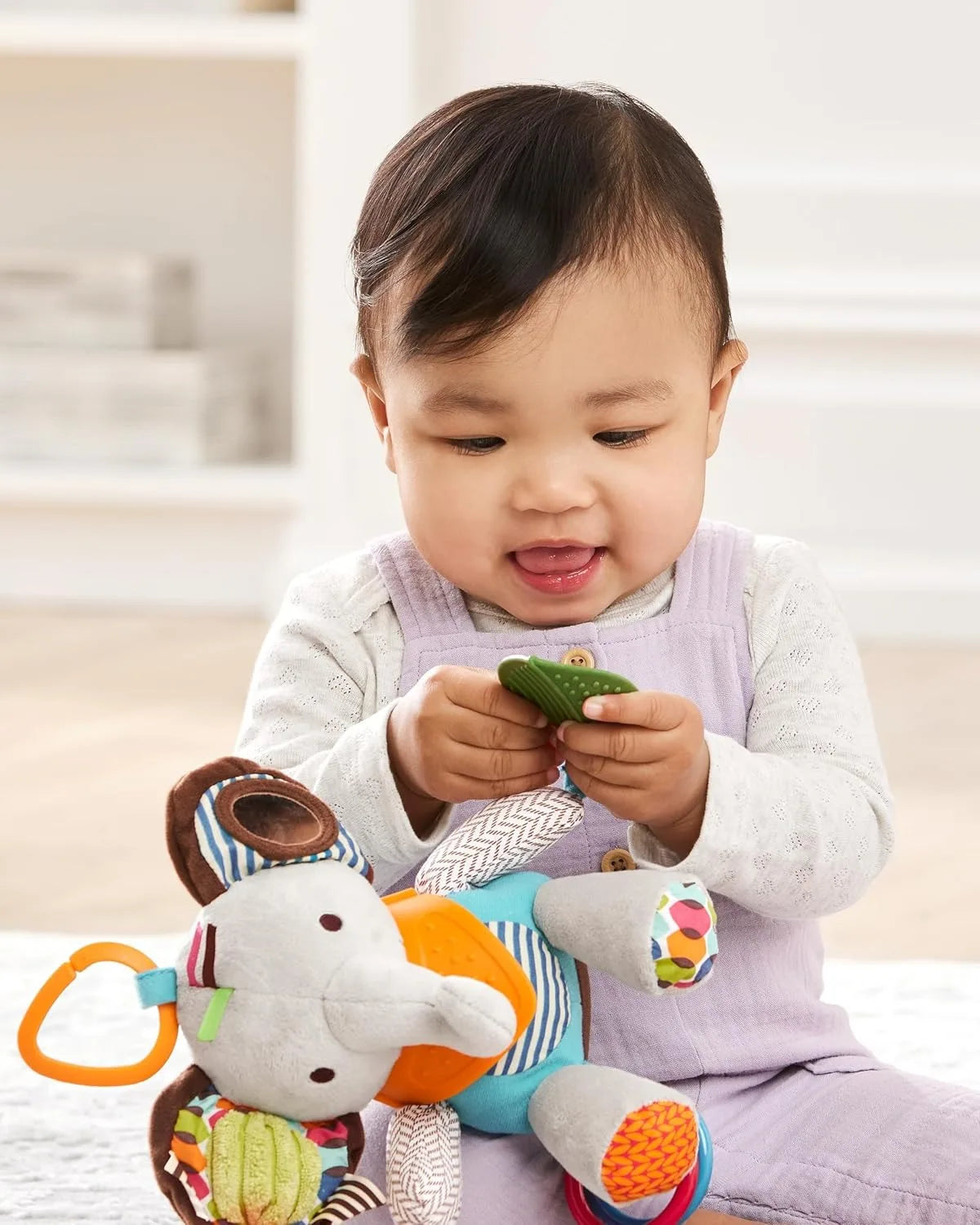 2-in-1 Fun Baby Activity and Teething Toy with Multi-Sensory Rattle and Textures,