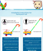Children's Baby Walker Hand Push Airplane Toy Boys Girls Learning To Walk Infant Step Stool Stall Toy Baby Carrier