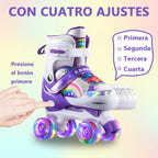 Boys Girls Kids Skates Children Roller Skates Skating Shoes PU Flashing 4 Wheels Roller Skates Sliding Adjustable Quad Sneakers