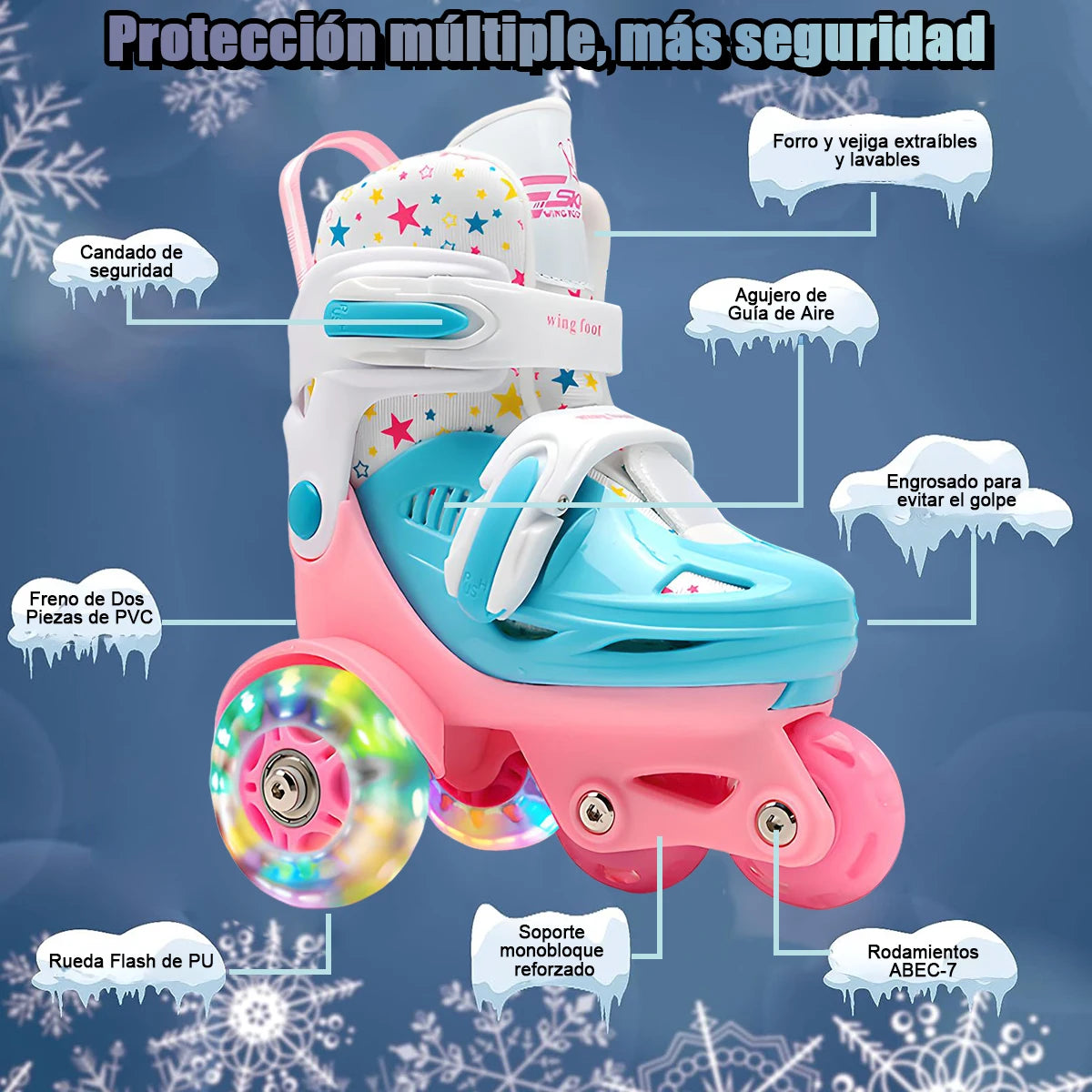 Kids Roller Skates Beginners Three-Point Roller Skates with Light up Wheels Adjustable Safety Assist Roller Skating Shoes