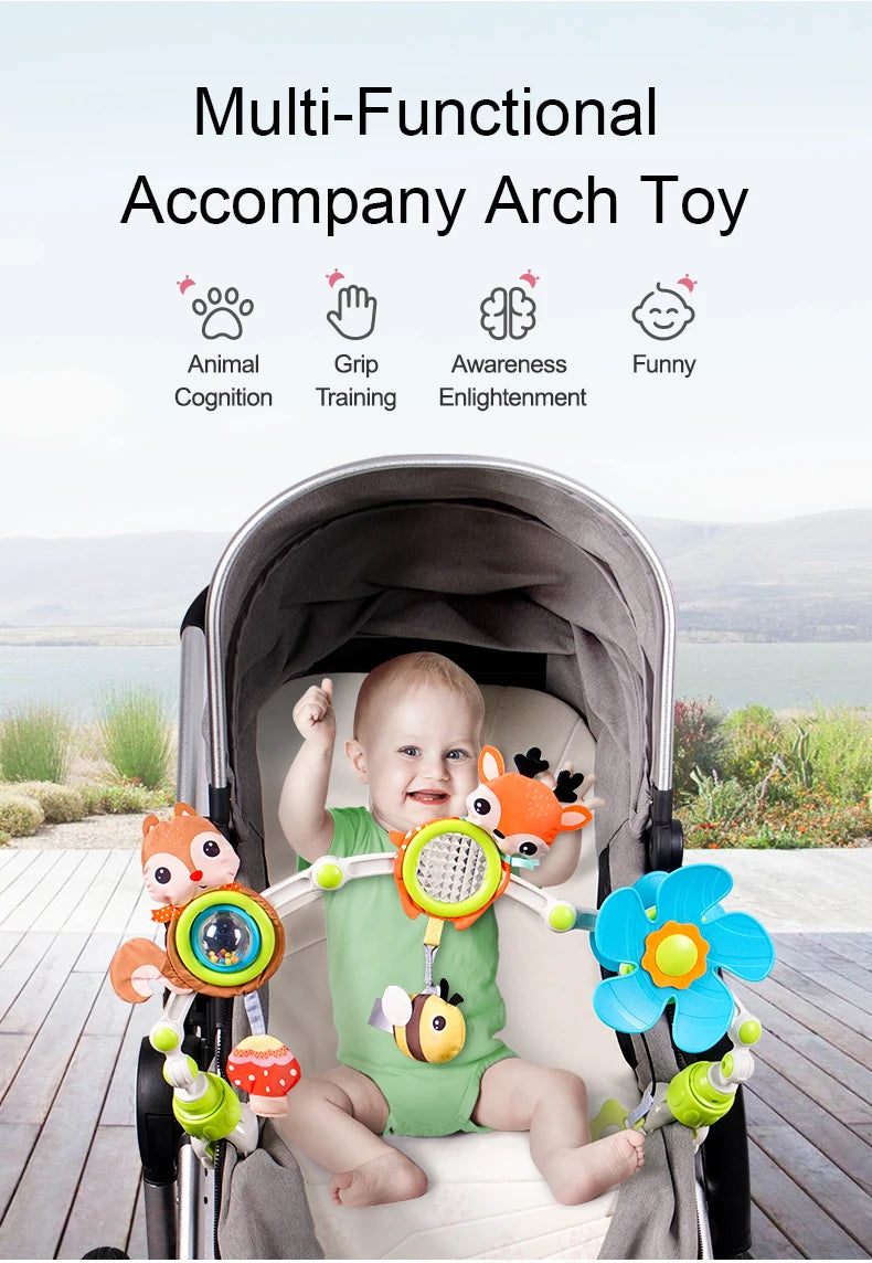 Baby Stroller Arch Mobile Adjustable Musical Cirb Mobile Toys  Versatile Activity Toy Bar for Baby Bouncer Infant Car Seat Toys