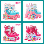 Children Skates High Elastic PU Double-row Roller Skates For Age 2-8 Kids Skating Shoes Adjustable Size