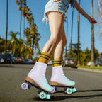 size 32 -41 Leather Double Row Roller Skates Inline Skate Shoes 4 Wheels Sneakers Women Men Adults Outdoor Sports Ice Skating