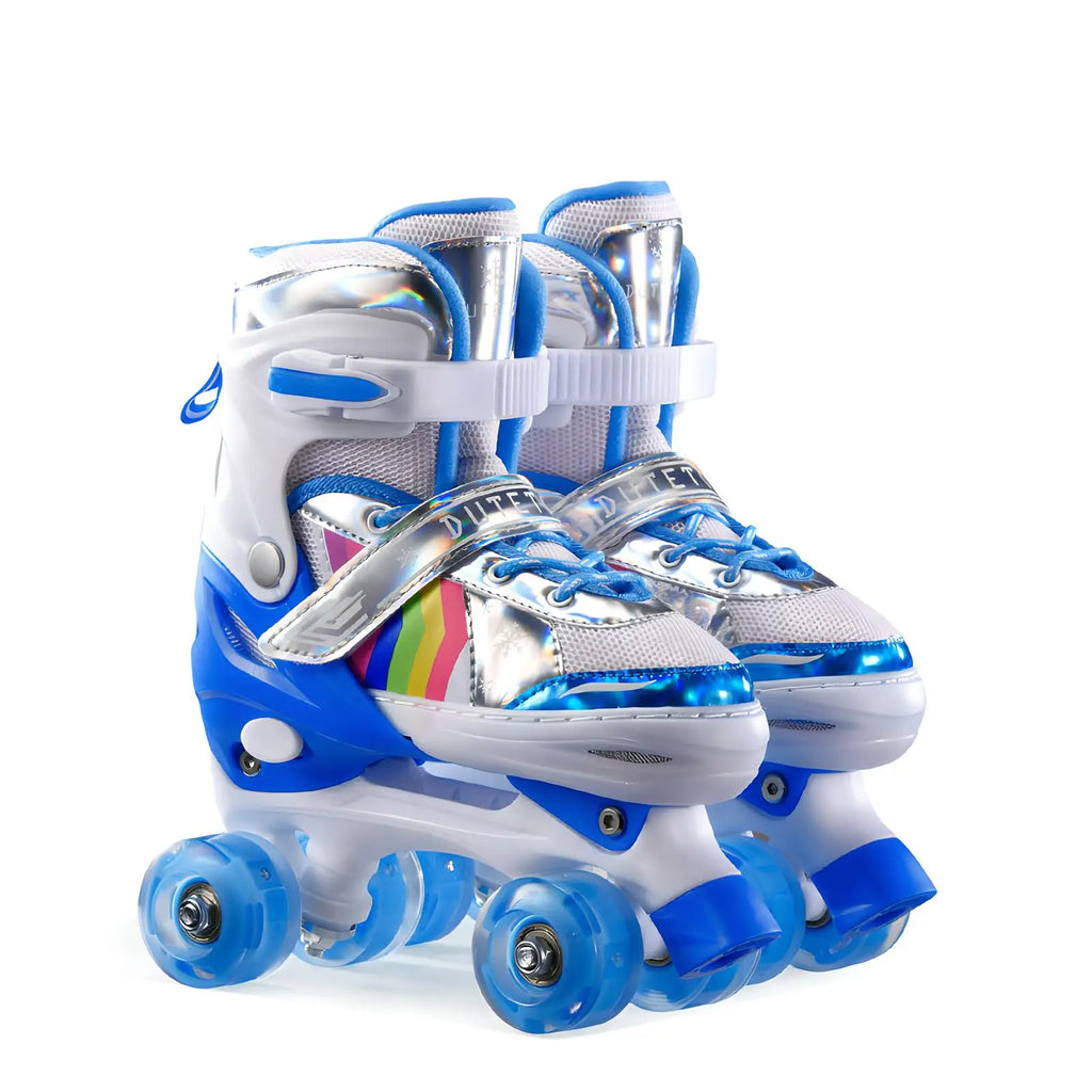 Boys Girls Kids Skates Children Roller Skates Skating Shoes PU Flashing 4 Wheels Roller Skates Sliding Adjustable Quad Sneakers