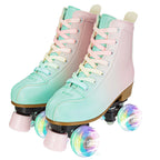 2024 PU Leather Flashing 4 Wheels Roller Skates For Women Double Row Skate Shoes Beginner Quad Sneaker Skating Ice Rink Training