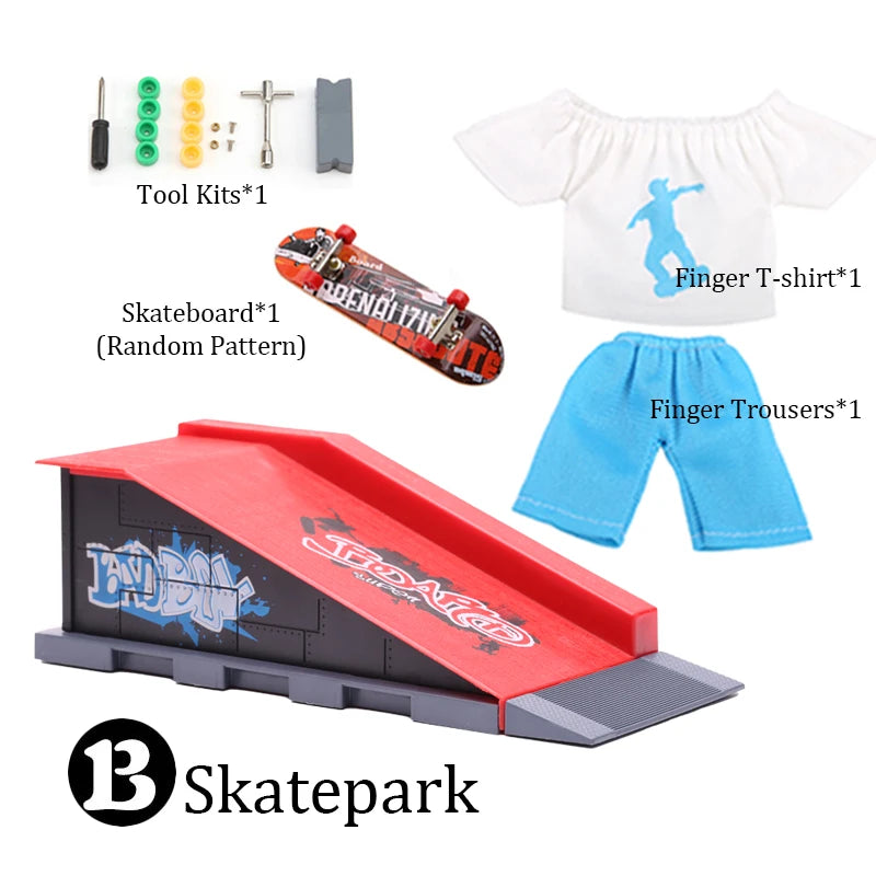 DIY Finger Skatepark 6-in-1 Set Professional Tech Practice Deck Platform Stunt Finger Skateboard Assemble Ramp Park Kits Toys