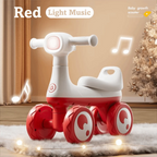Cute 4 Wheels Baby Balance Bike with Music & Light Cartoon Mini Walker Balancing Sturdy Anti-slip Kids Scooter For 1-3 Years Old