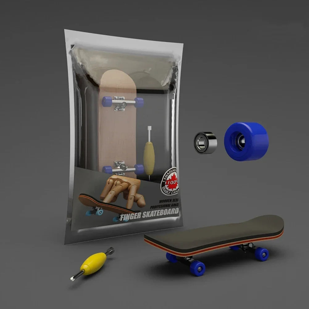 1Set Finger SkateBoard Wooden Fingerboard Toy Professional Stents Fingers Skate Set Novelty Children Christmas Gift