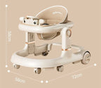 New 4-in-1 Multifunctional Baby Walker Anti-Bow Legs Anti-Tip Design 360° Swivel Silent Wheels Suitable 6-18 Months Solid Color