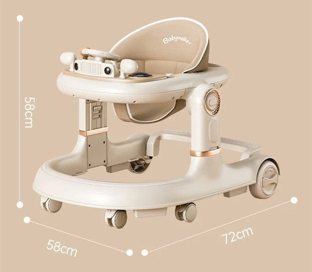 New 4-in-1 Multifunctional Baby Walker Anti-Bow Legs Anti-Tip Design 360° Swivel Silent Wheels Suitable 6-18 Months Solid Color