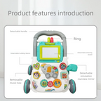 New Music Baby Walker with Drawing Board Standing Toddler Trolley Walking Practice AntiRollover Baby Stroller Toy Infant