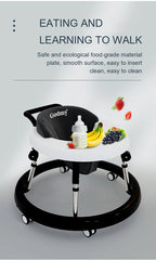 5-18M Baby Walker With Wheels Baby Toddler Foldable Multifunctional Anti-Rolling Anti-O-Leg Walker Height Adjustable Seat