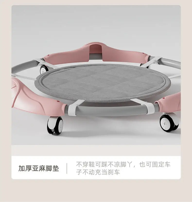 Baby Walker 7-speed Adjustable Music Multi-function Anti-O-leg Anti-rollover Folding Baby Walker for 6-18 Months