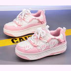 4 Wheels Roller Skate Shoes for Boys Girls Sneakers with Detachable Wheels Sport Shoe for Kids Removable Pulley Skate Skating