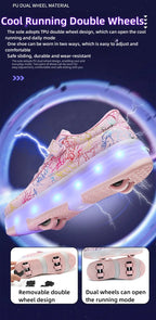 4 Wheel Dual-Use Roller Skates With Detachable Wheels,Sneakers, Boys And Girls Shoes With Wheels,Speed Skate