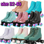 Pink Purple Blue Women Double Row Roller Skates Leather Breathable 4 wheel Sliding Skating Rollers sneakers size 31 32 33 34 35