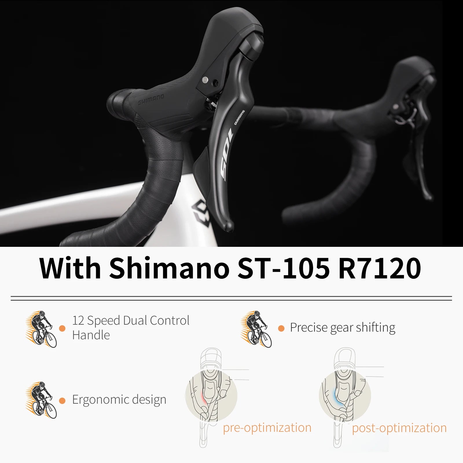 SAVA F20 Carbon Fiber Road Bike, Equipped with 105 R7120 24-Speed Groupset and Hydraulic Disc Brakes Adult Race Bike