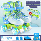 the Skating Shoes Children Beginners Baby Double Row Four-Wheel Boys Girls Roller Kids Skates