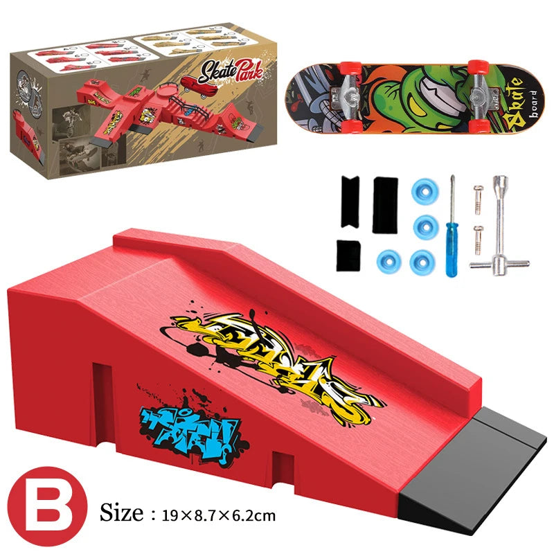 Fingertip Skateboard Children Toys Finger Sports Field Training Props Park Ramp Railings Slope Model Fingertip Skateboard Games