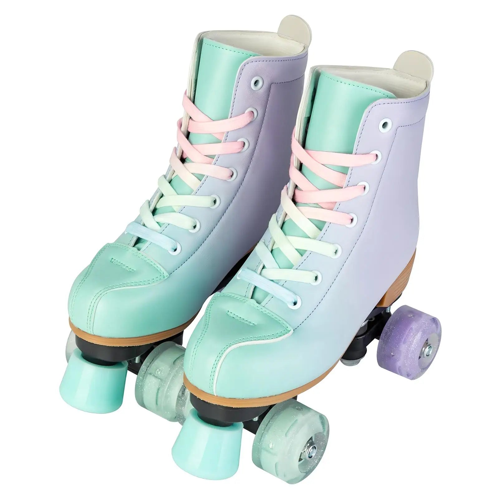 size 32 -41 Leather Double Row Roller Skates Inline Skate Shoes 4 Wheels Sneakers Women Men Adults Outdoor Sports Ice Skating