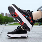 Double Row 4-Wheel Skates Roller Shoes with Wheels Dual-Purpose Roller Sneakers