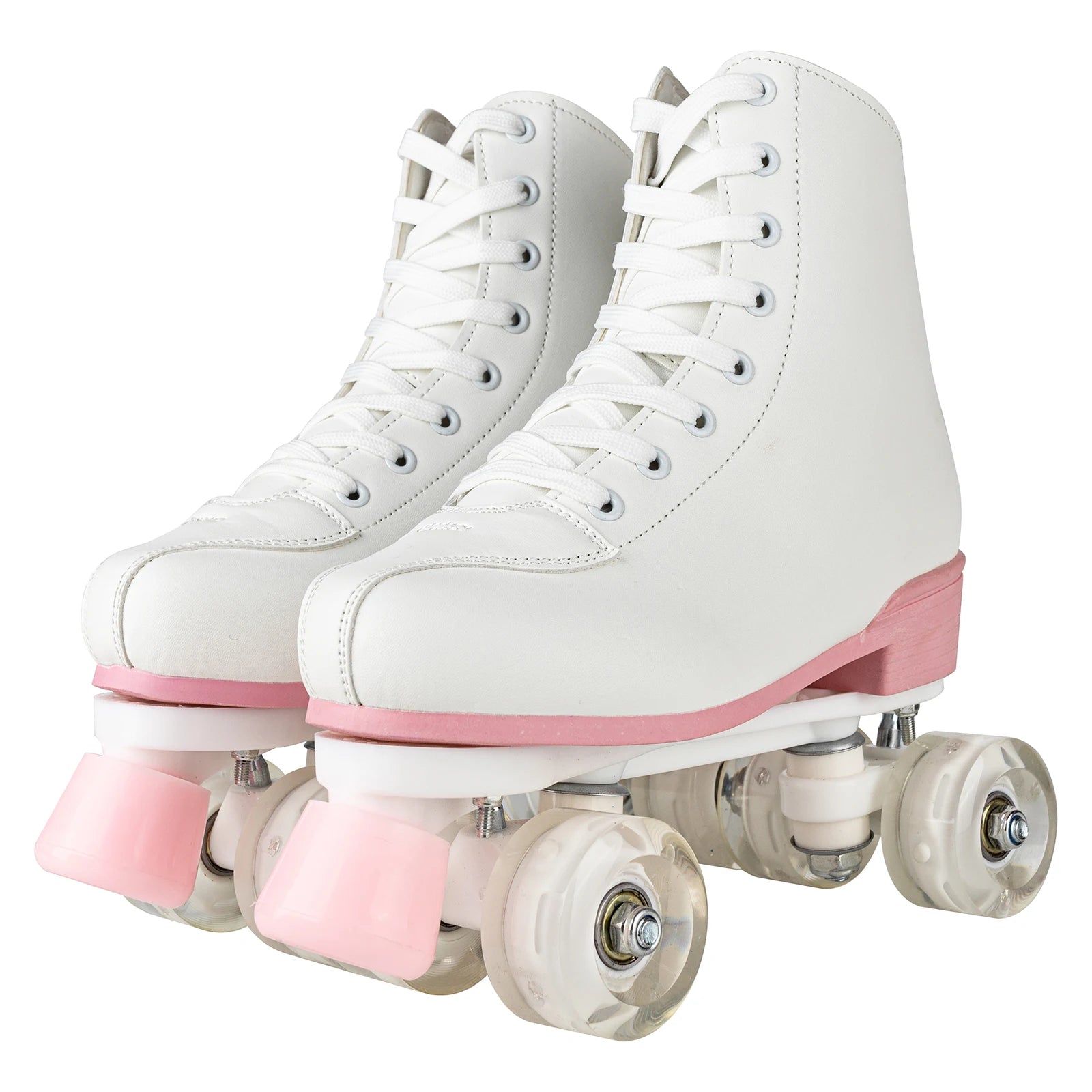 size 32-40 White Roller Skates for Women PU Leather Sneakers Flash Wheels Shoes for Beginners Teens for Woman Girls Boys Adult